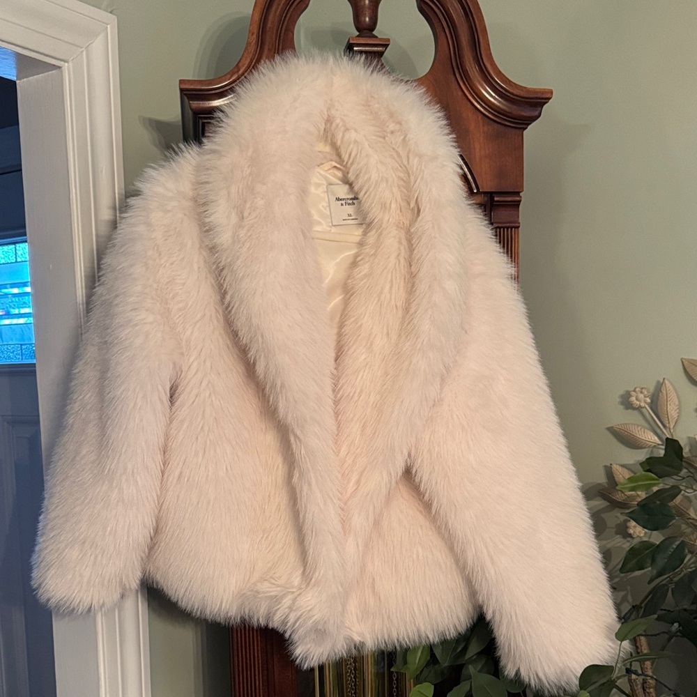 Abercrombie White fur jacket